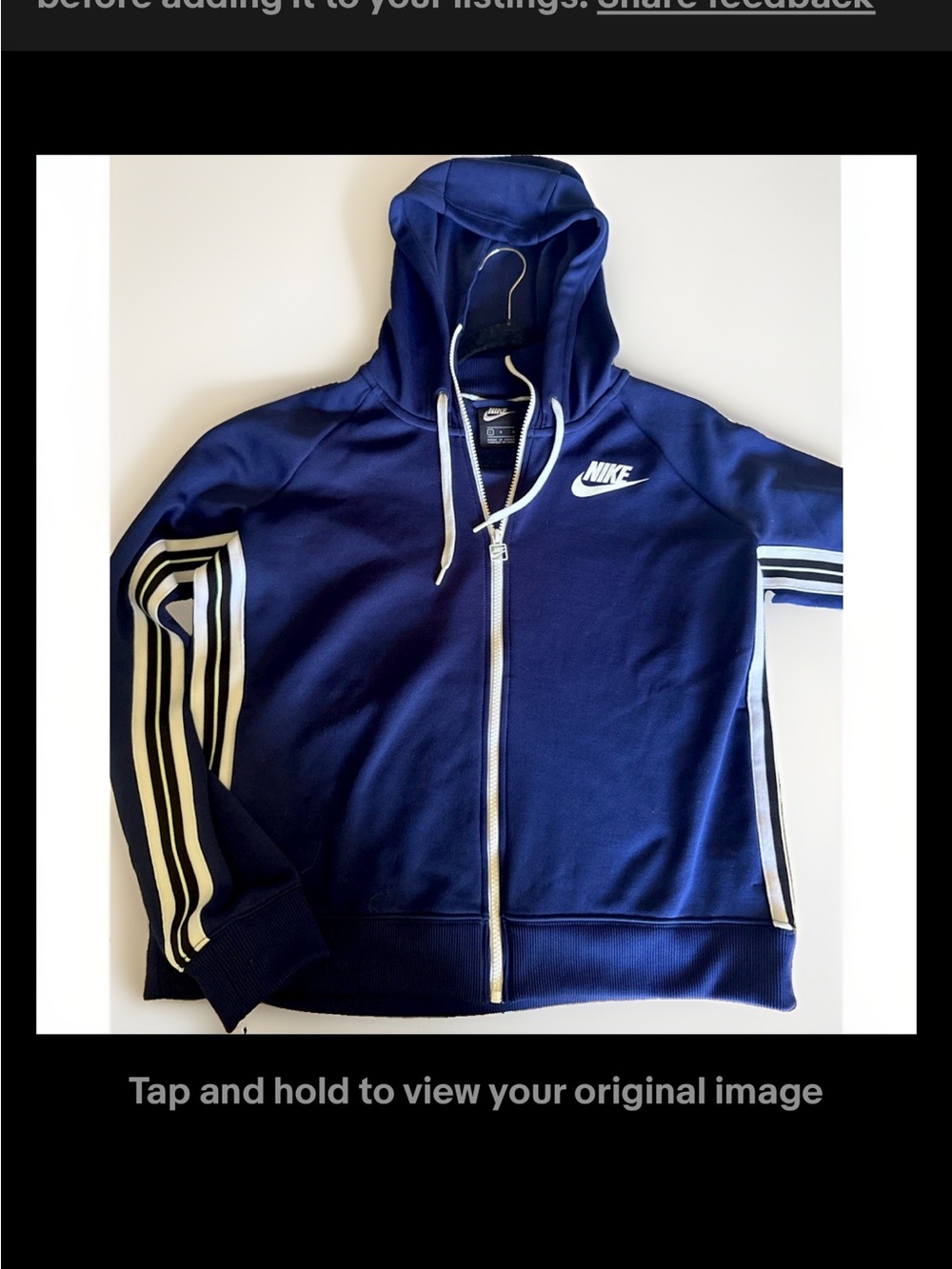 Nike Navy and White Full-Zip Hoodie Jacket